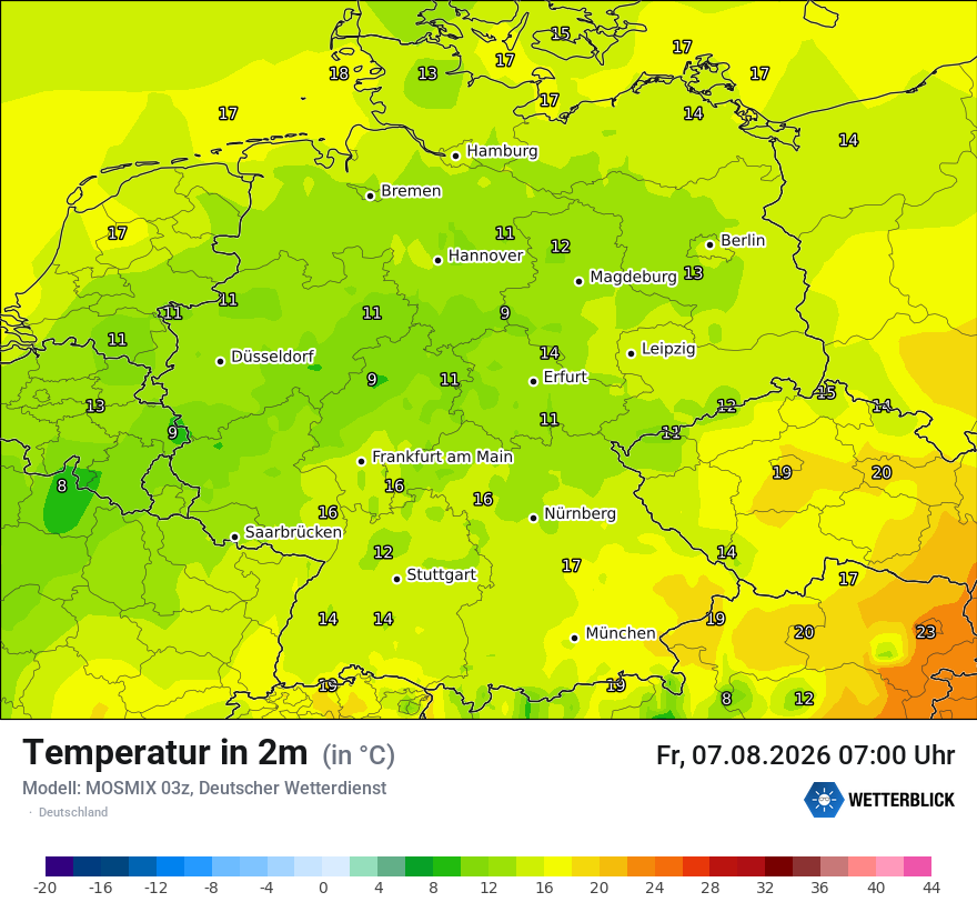 Modellkarte MOSMIX – t2m – deutschland