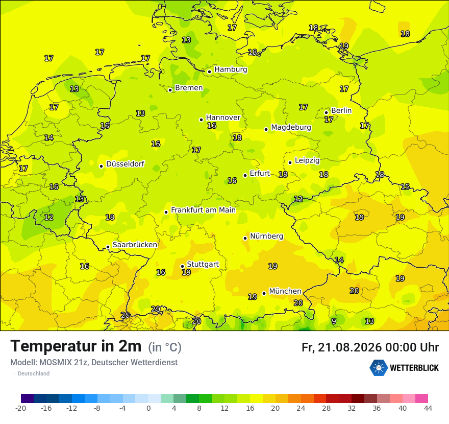 Modellkarte MOSMIX – t2m – deutschland