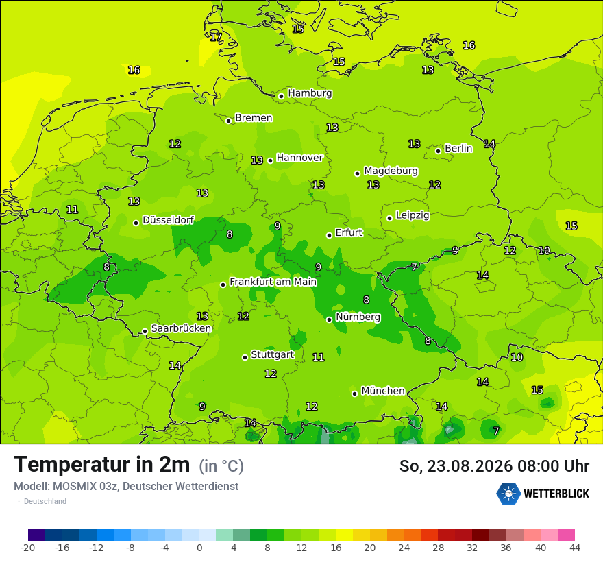Modellkarte MOSMIX – t2m – deutschland