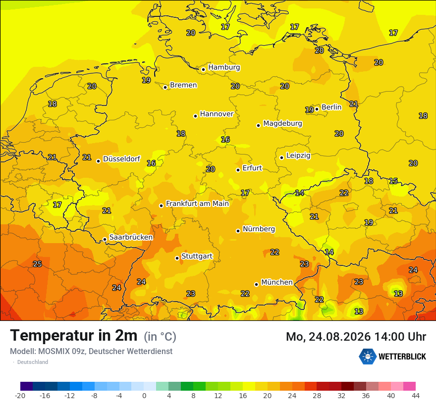 Modellkarte MOSMIX – t2m – deutschland