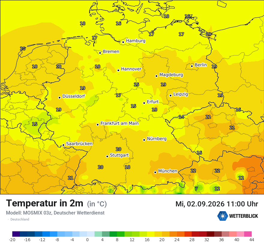 Modellkarte MOSMIX – t2m – deutschland