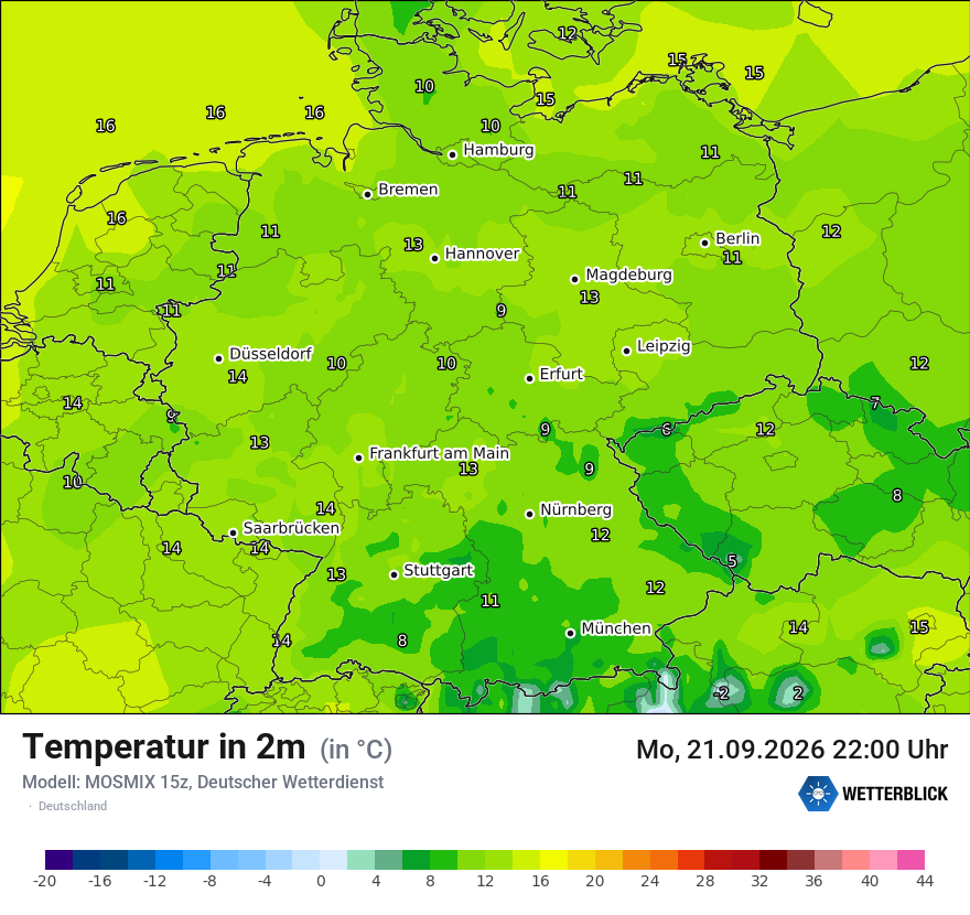 Modellkarte MOSMIX – t2m – deutschland