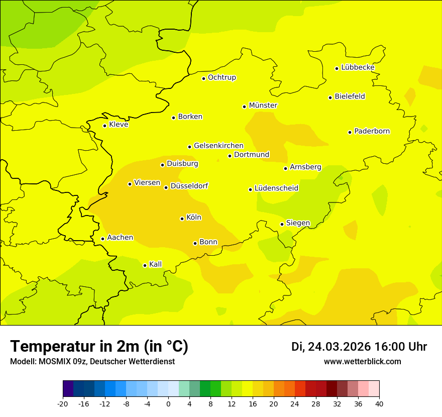 Modellkarte MOSMIX – t2m – nrw