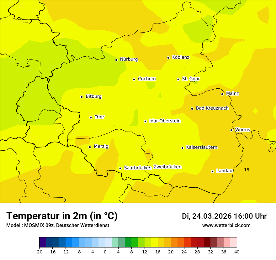 Modellkarte MOSMIX – t2m – rp