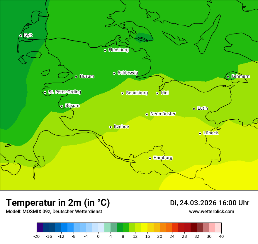 Modellkarte MOSMIX – t2m – sh