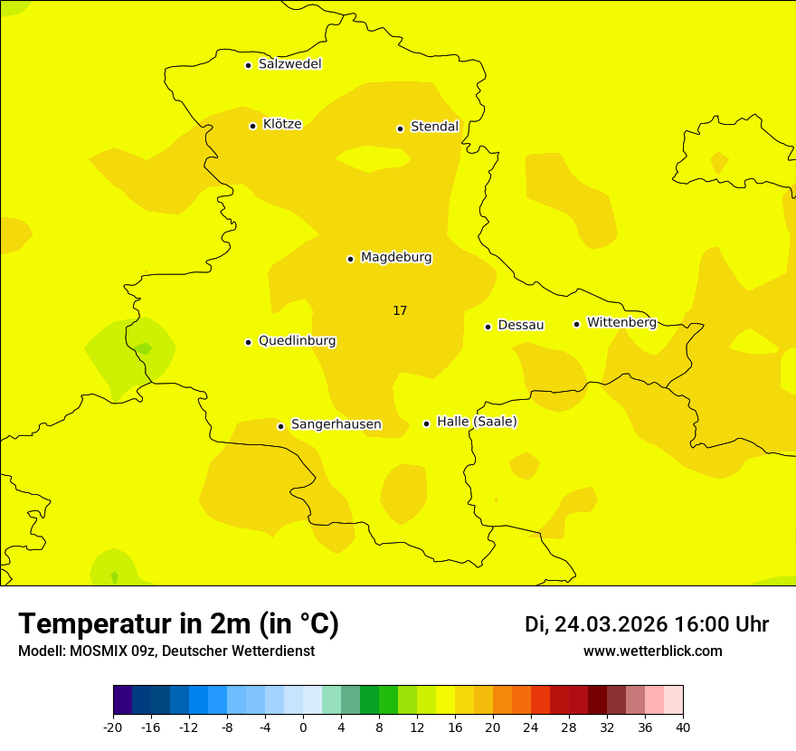 Modellkarte MOSMIX – t2m – st