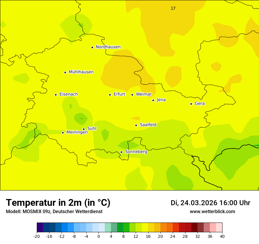 Modellkarte MOSMIX – t2m – th