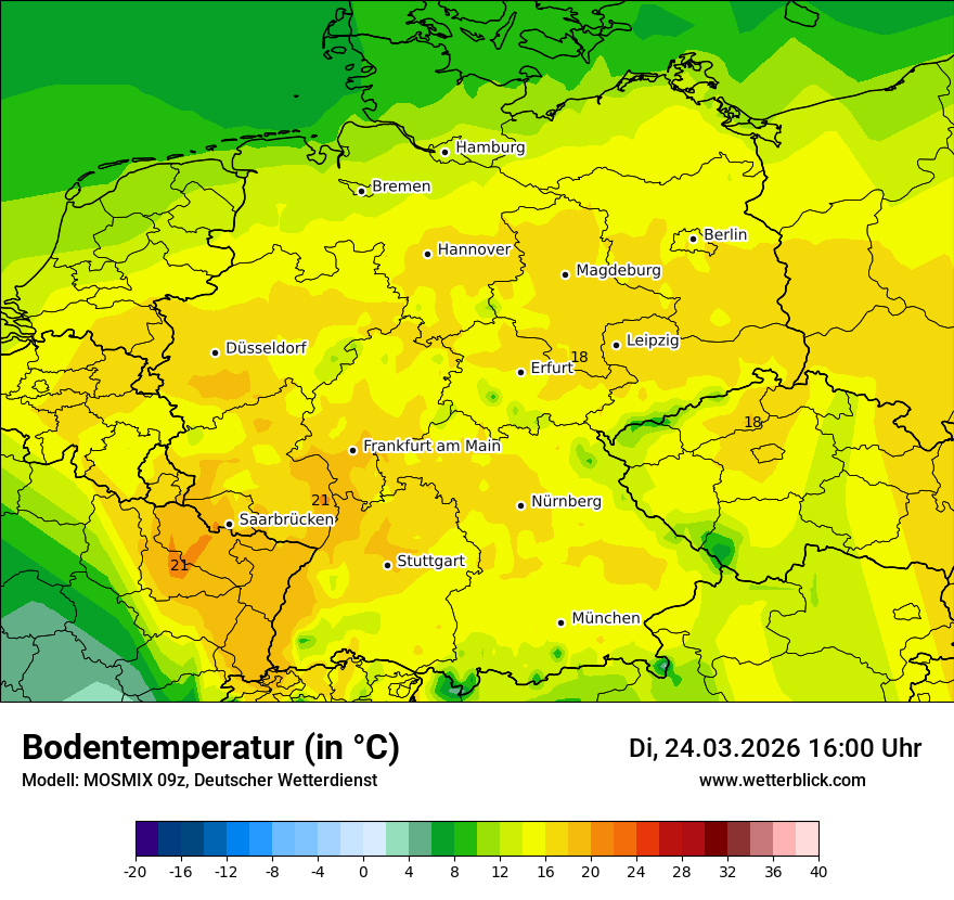 Modellkarte MOSMIX – t_g – deutschland