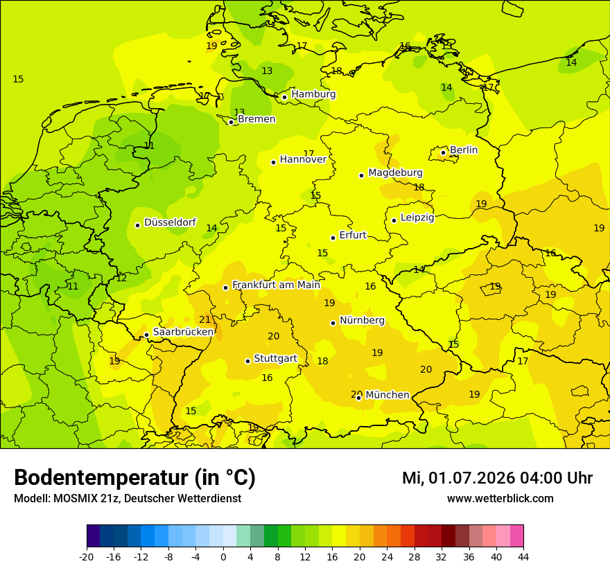 Modellkarte MOSMIX – t_g – deutschland