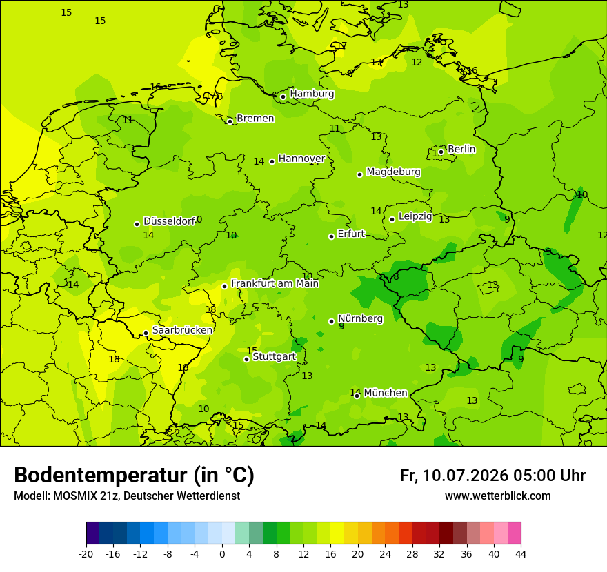 Modellkarte MOSMIX – t_g – deutschland