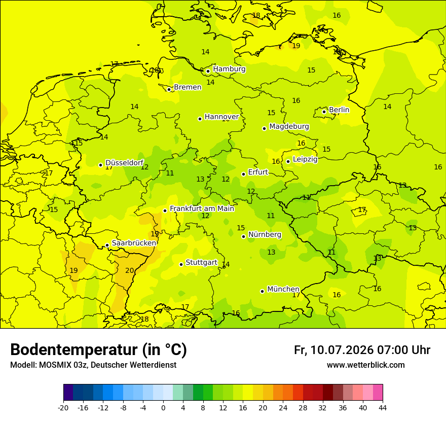 Modellkarte MOSMIX – t_g – deutschland