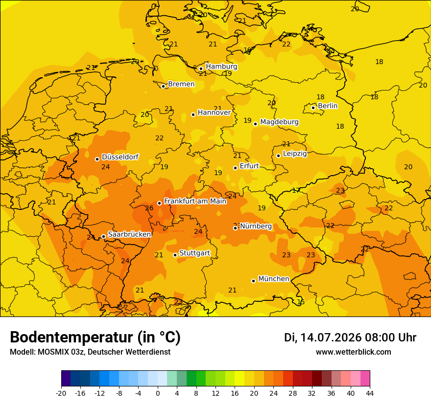 Modellkarte MOSMIX – t_g – deutschland