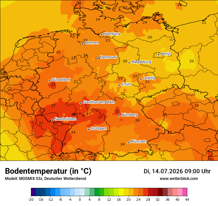 Modellkarte MOSMIX – t_g – deutschland