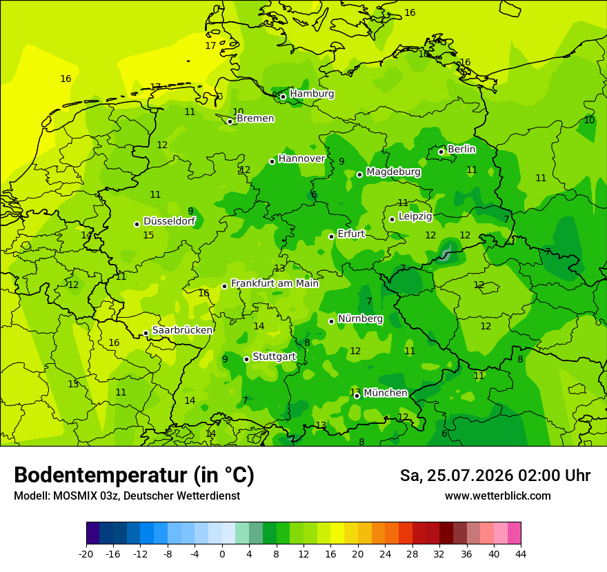 Modellkarte MOSMIX – t_g – deutschland