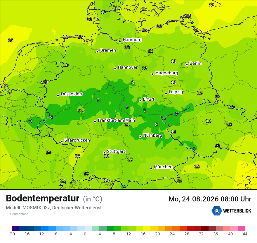 Modellkarte MOSMIX – t_g – deutschland