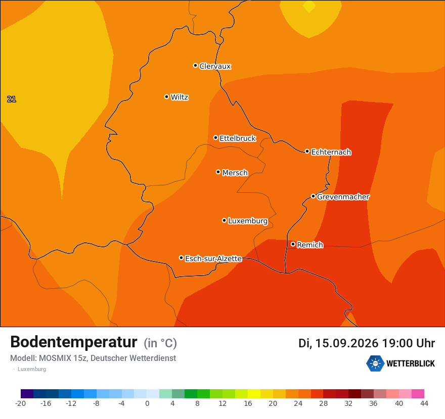 Modellkarte MOSMIX – t_g – luxemburg