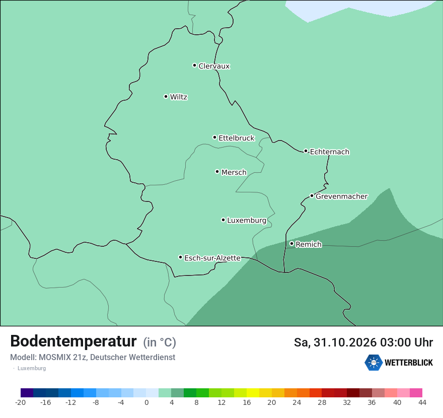 Modellkarte MOSMIX – t_g – luxemburg