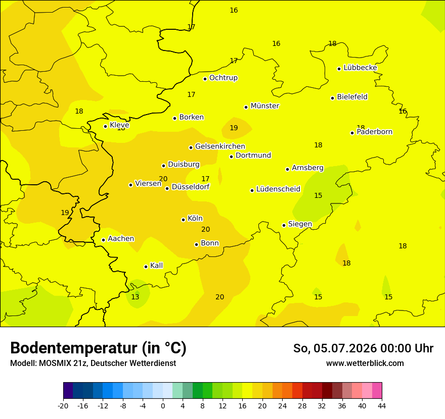Modellkarte MOSMIX – t_g – nrw