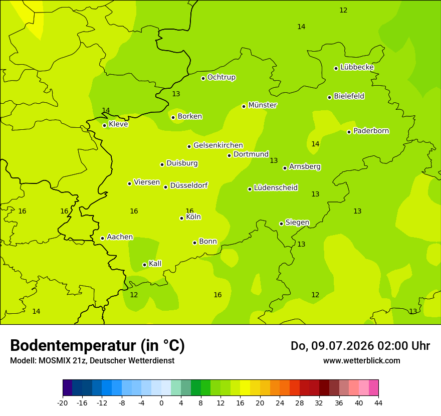 Modellkarte MOSMIX – t_g – nrw