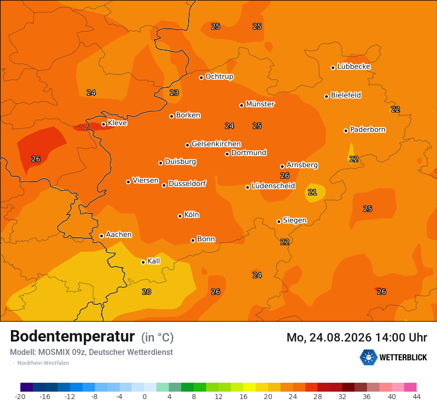 Modellkarte MOSMIX – t_g – nrw