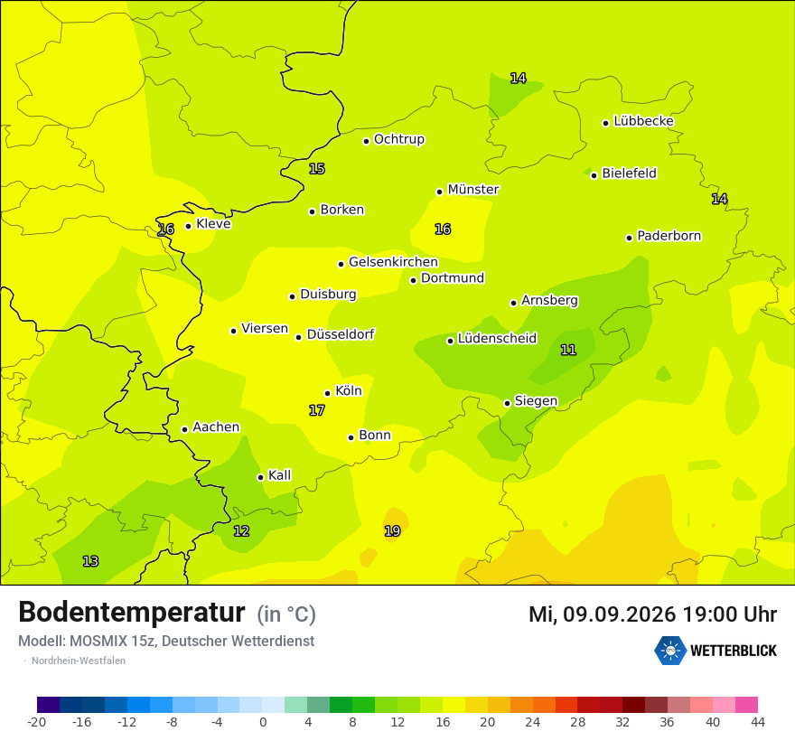 Modellkarte MOSMIX – t_g – nrw