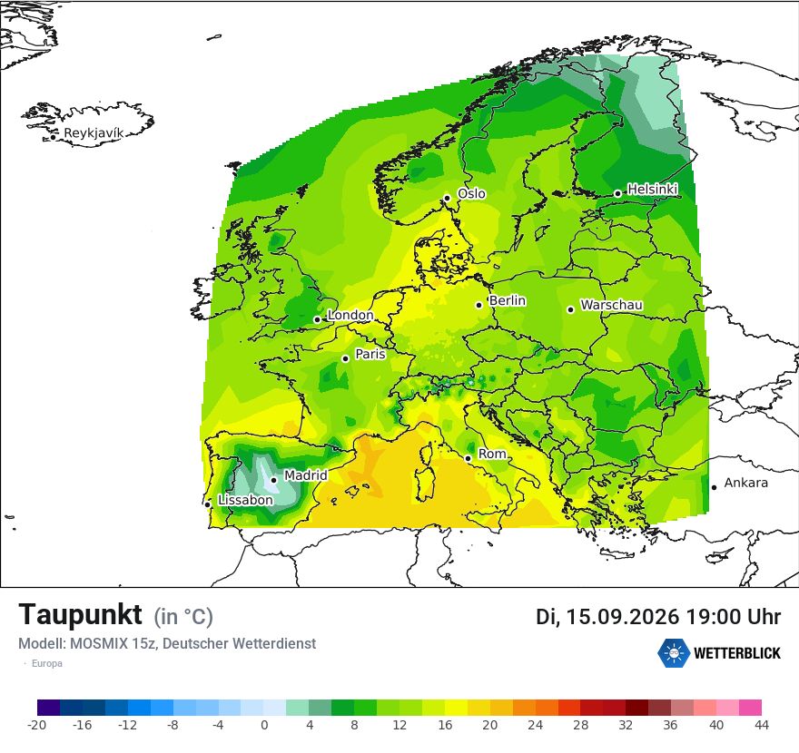Modellkarte MOSMIX – td – europa