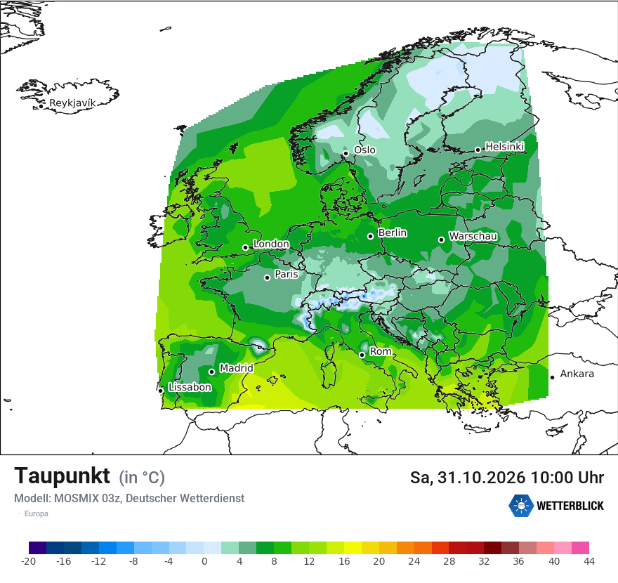 Modellkarte MOSMIX – td – europa