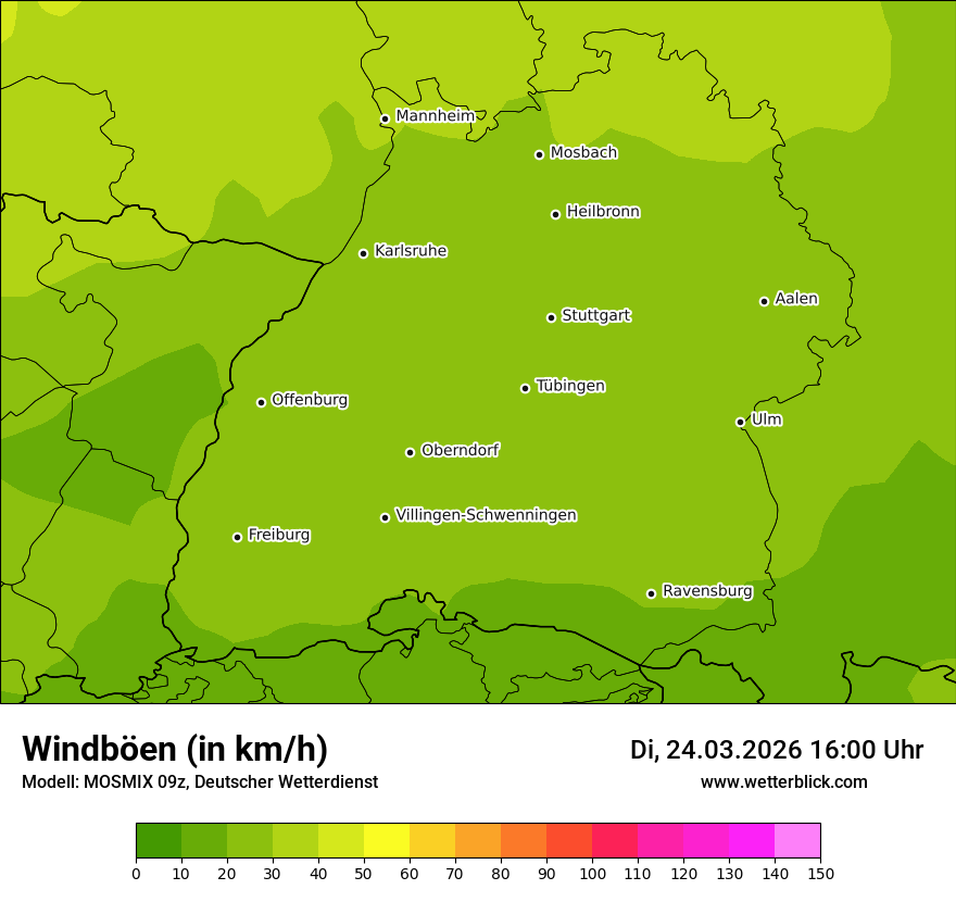 Modellkarte MOSMIX – vmax – bw