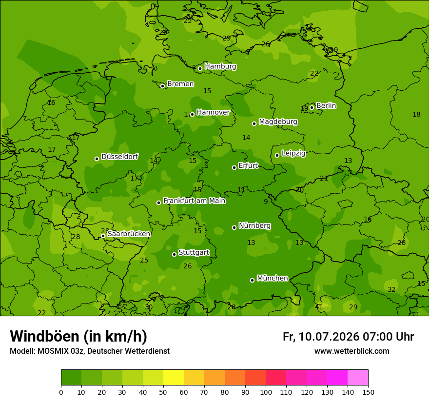 Modellkarte MOSMIX – vmax – deutschland