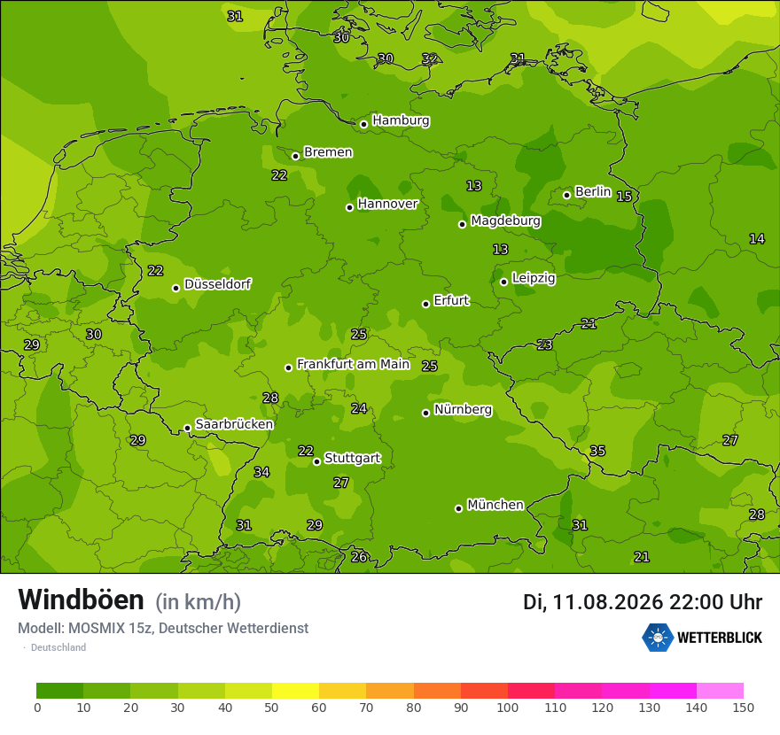 Modellkarte MOSMIX – vmax – deutschland