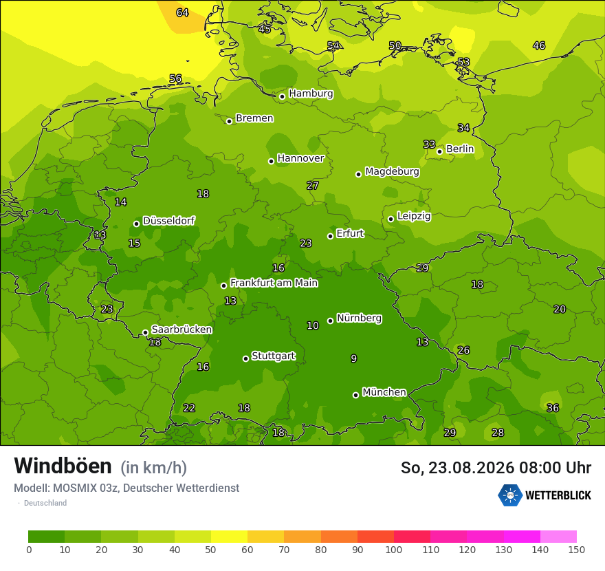 Modellkarte MOSMIX – vmax – deutschland