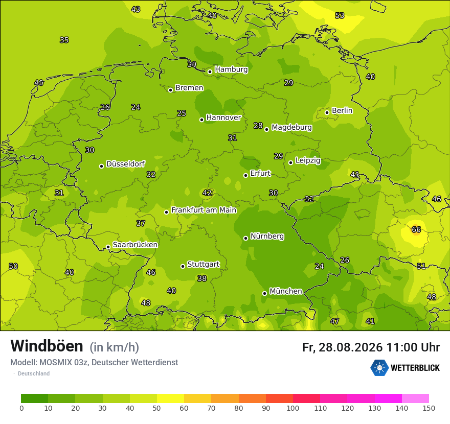 Modellkarte MOSMIX – vmax – deutschland
