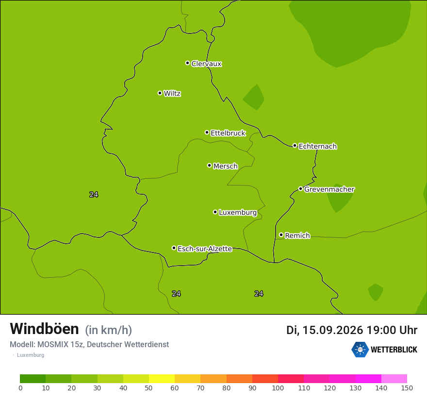 Modellkarte MOSMIX – vmax – luxemburg
