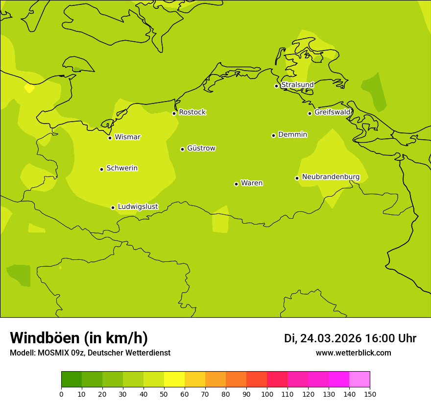 Modellkarte MOSMIX – vmax – mv