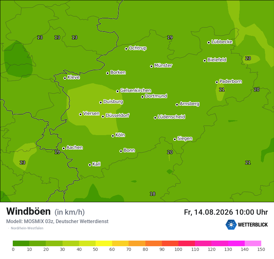 Modellkarte MOSMIX – vmax – nrw