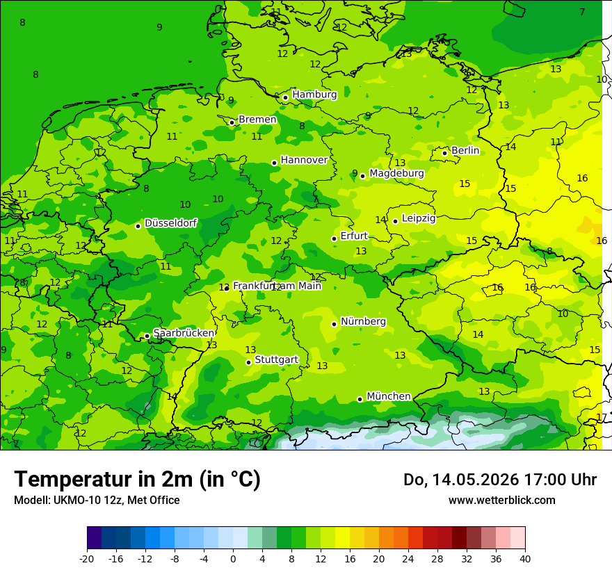 Modellkarte UKMO – t2m – deutschland
