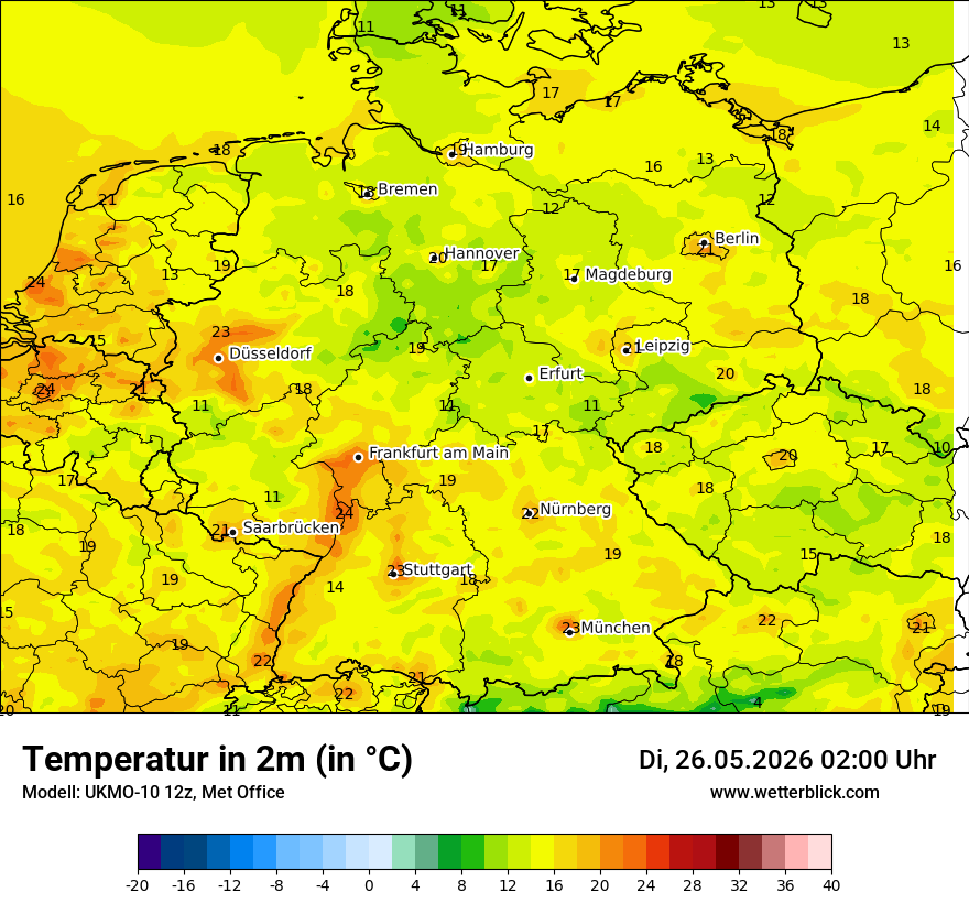 Modellkarte UKMO – t2m – deutschland