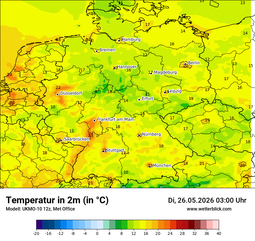 Modellkarte UKMO – t2m – deutschland