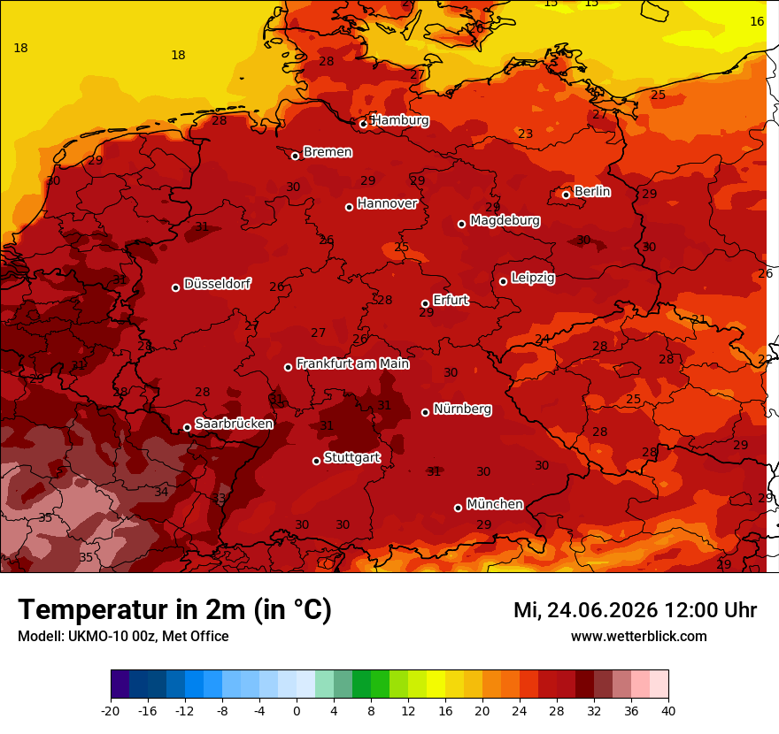 Modellkarte UKMO – t2m – deutschland