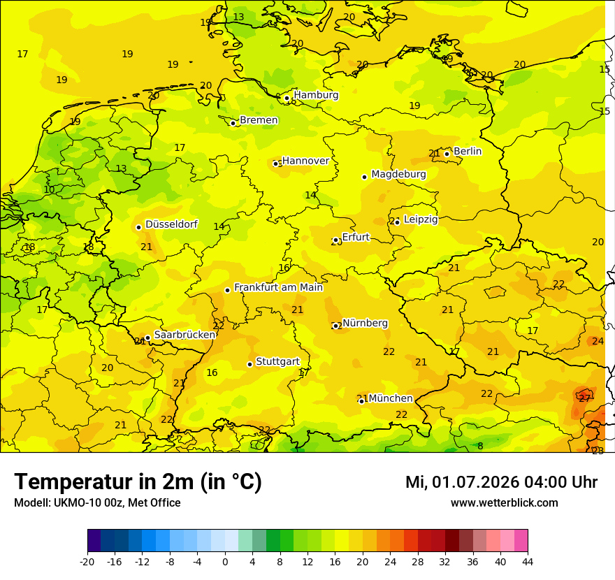 Modellkarte UKMO – t2m – deutschland