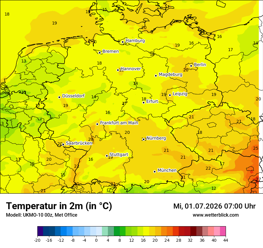 Modellkarte UKMO – t2m – deutschland