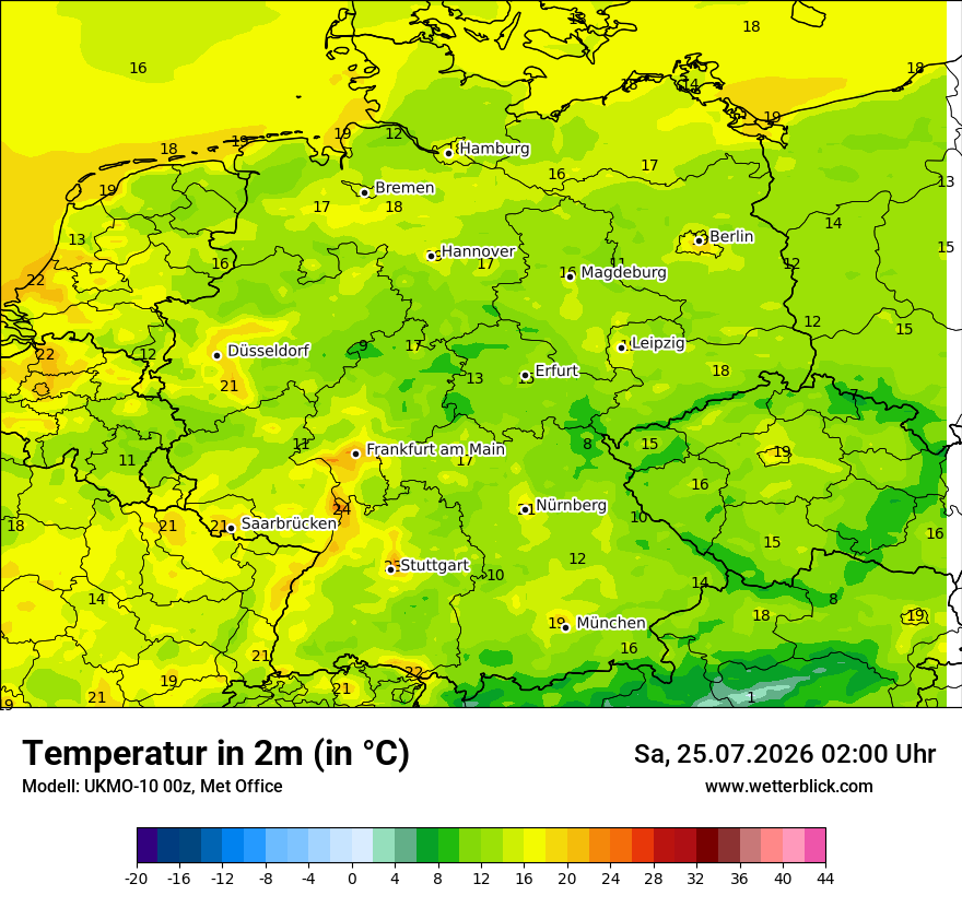 Modellkarte UKMO – t2m – deutschland