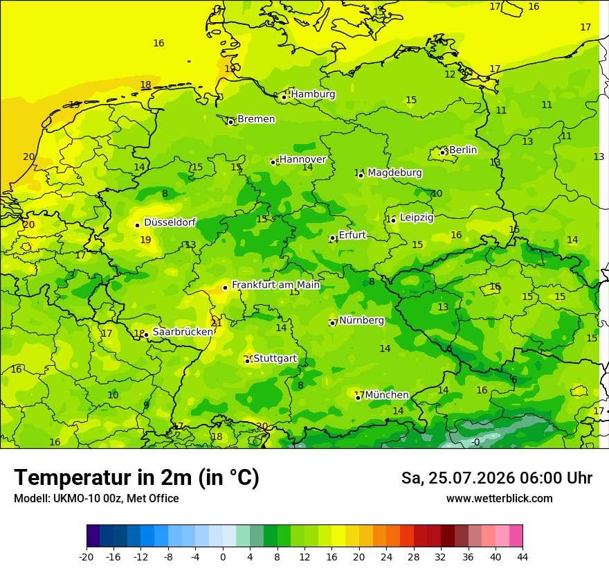 Modellkarte UKMO – t2m – deutschland