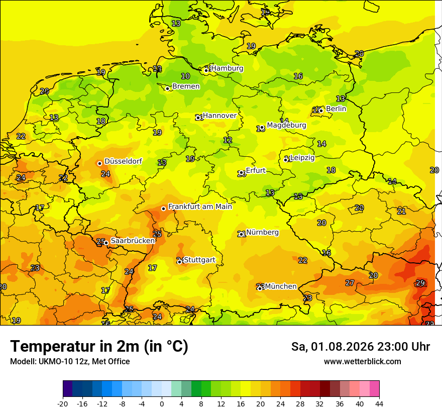 Modellkarte UKMO – t2m – deutschland