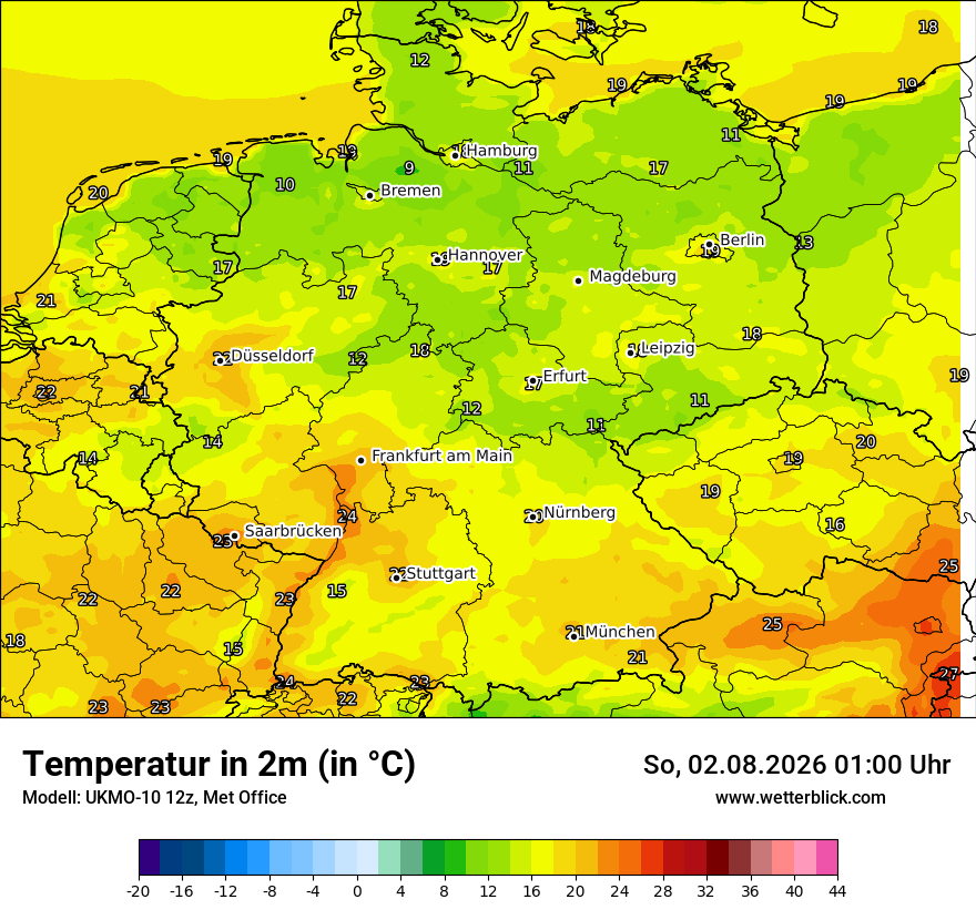 Modellkarte UKMO – t2m – deutschland