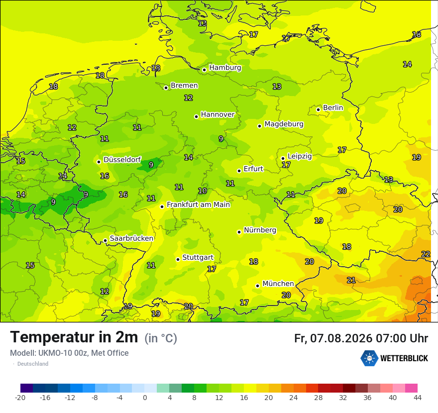 Modellkarte UKMO – t2m – deutschland