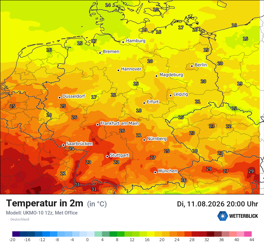 Modellkarte UKMO – t2m – deutschland