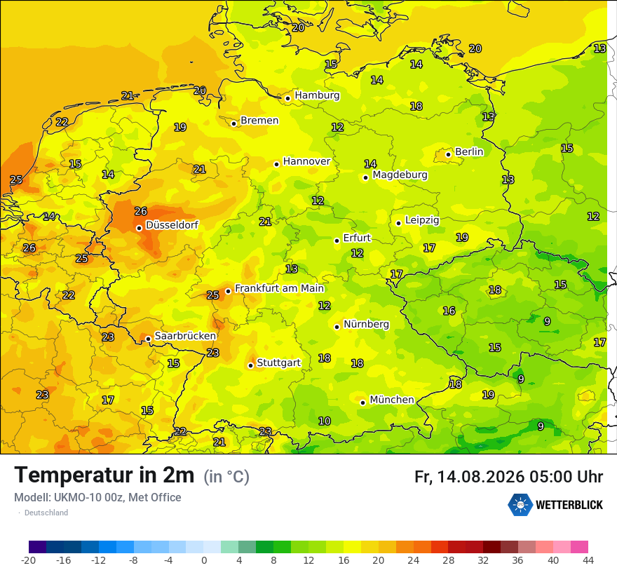Modellkarte UKMO – t2m – deutschland