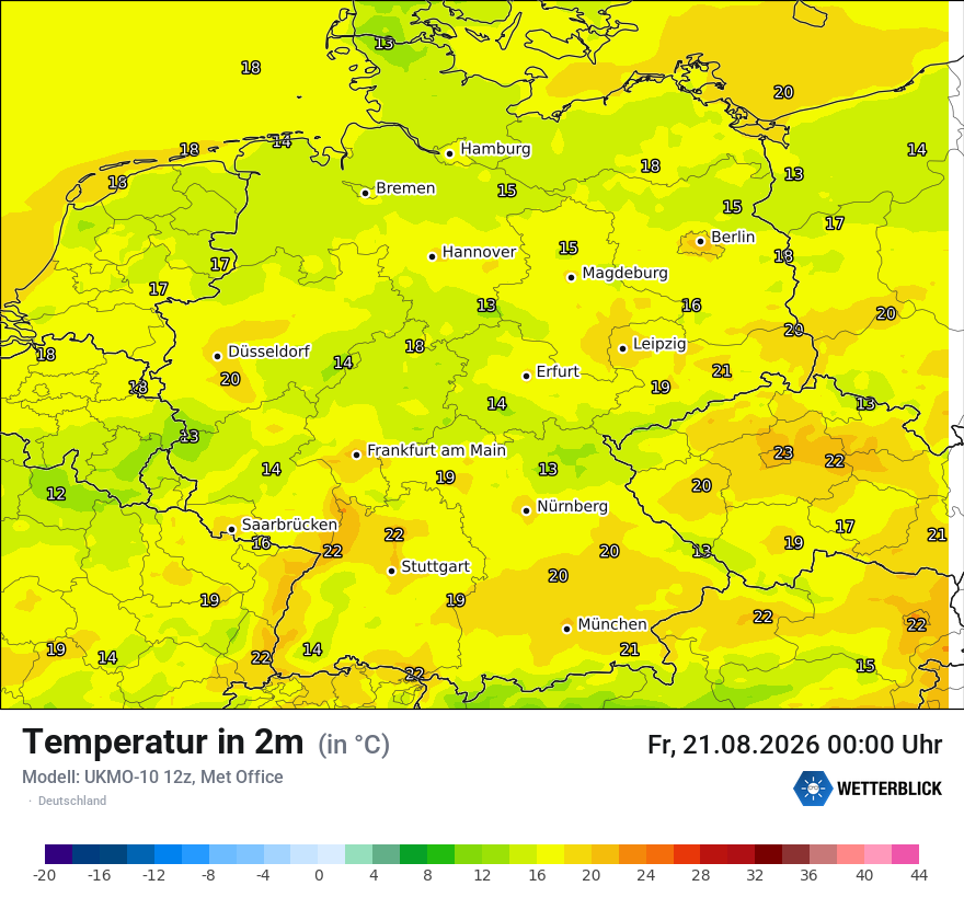 Modellkarte UKMO – t2m – deutschland