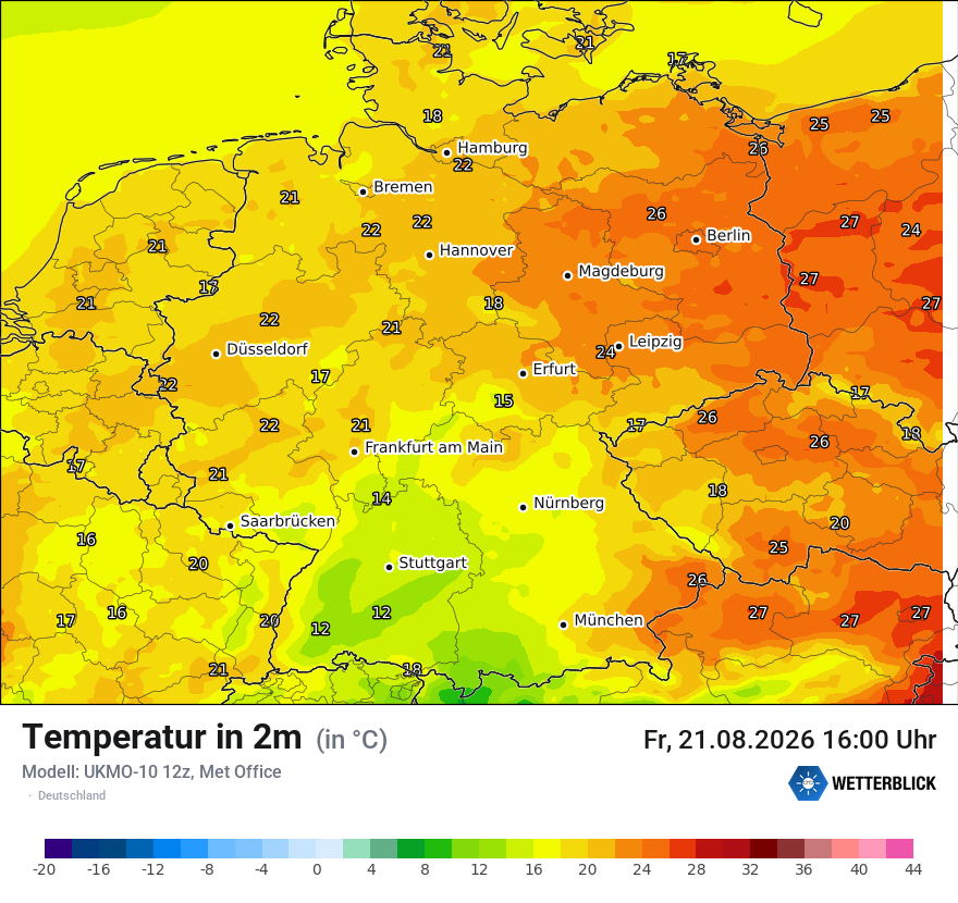 Modellkarte UKMO – t2m – deutschland